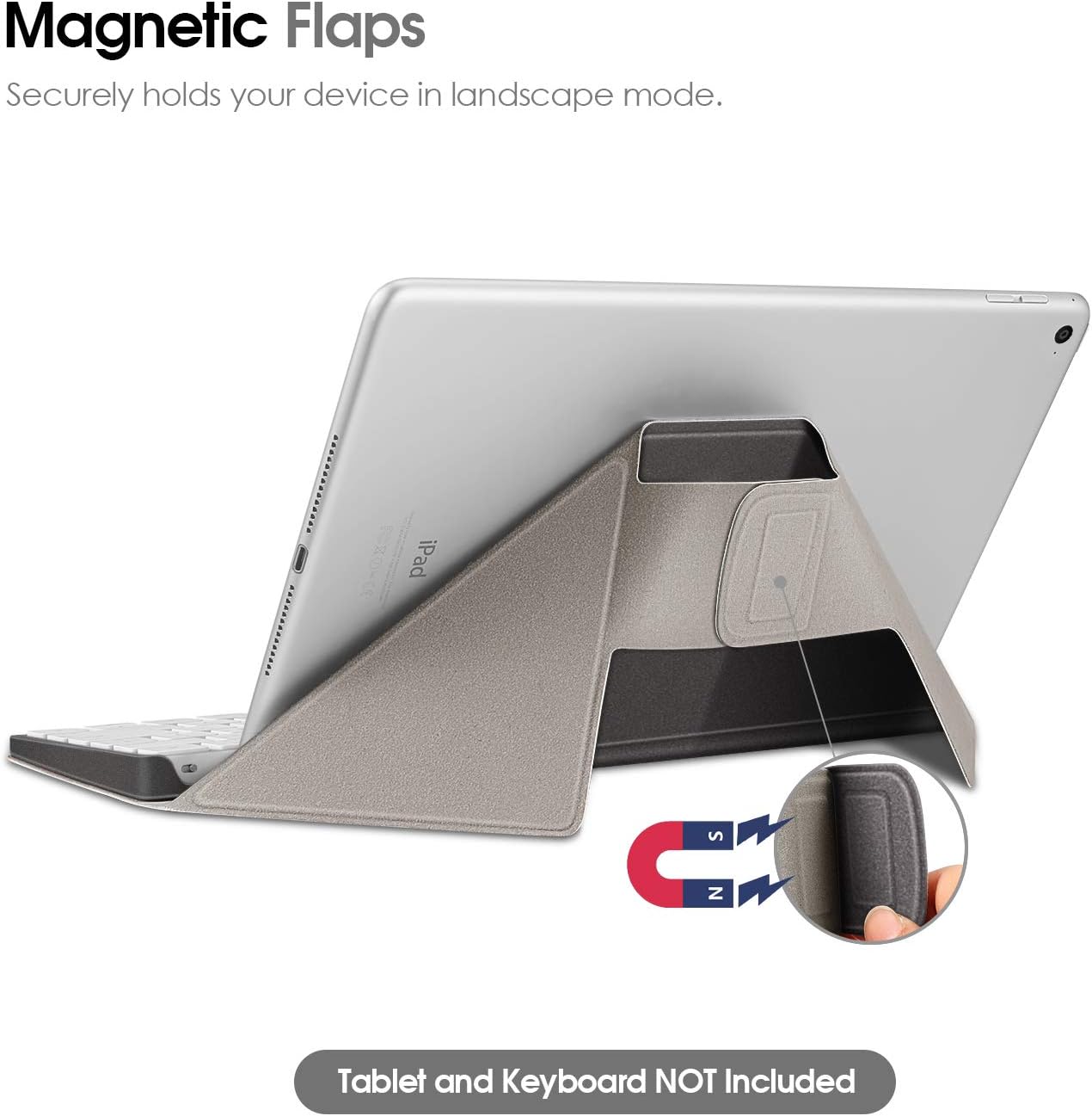 Apple Magicキーボードケース キーボードカバー MLA22LL/A専用 PUレザー スタンド機能 軽量 iPad/iPad Air/iPad Pro/iPad mini/iPhone/iMacに対応(グレー)