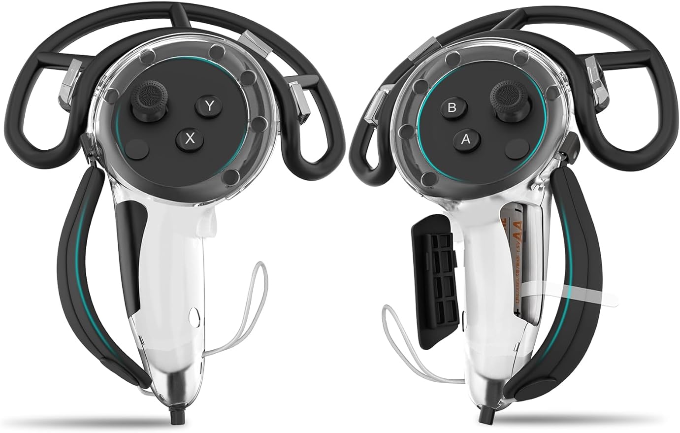 Quest 3用コントローラーグリップカバー、バッテリー開口部と調節可能なリストストラップ付き、滑り止め、落下防止