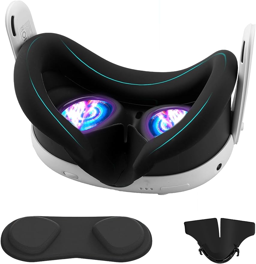Quest 3用アイマスク フェイスマスク ノーズパッド 光漏れを軽減 防汚 防汗 洗える 互換品 Quest 3 アクセサリー (ブラック)