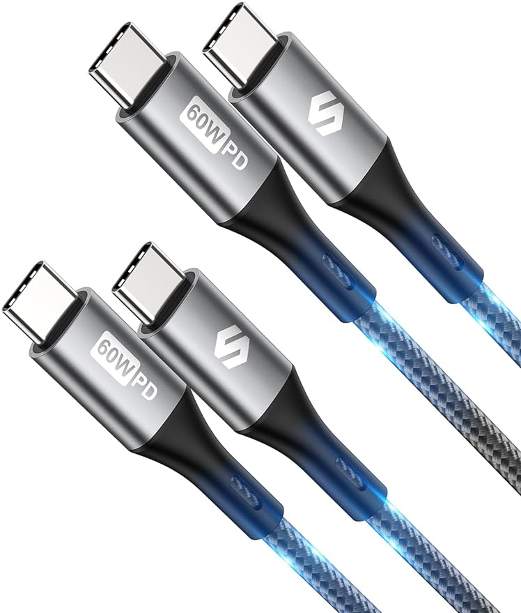 USBC USBC ケーブル【0.5M 2本セット】 USB Type C ケーブル PD対応 60W/3A 急速充電 Type C to Type C ケーブル iPad Pro/Air、iPad Mini 6、MacBook、Samsung Galaxy 、Sony、Pixel などType-C機種対応