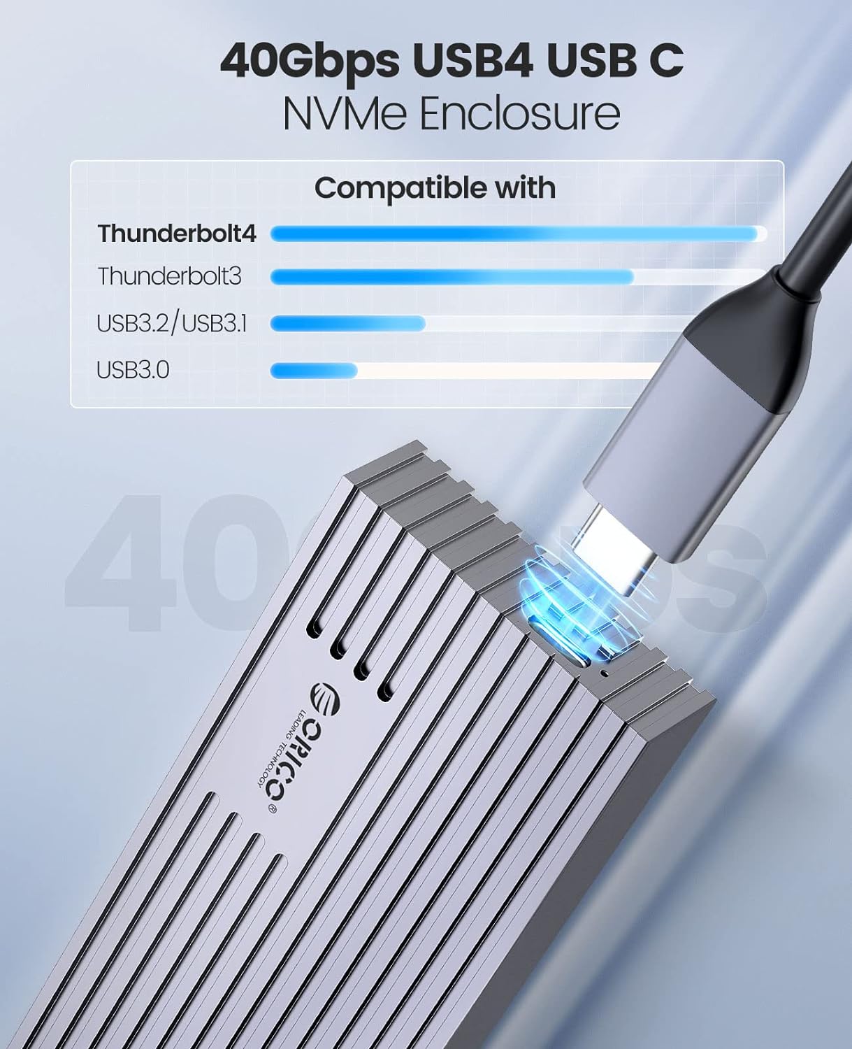 M.2 SSD 外付けケース NVMe ケース M.2 SSD ケース 40Gbps 4TB NVMe PClE M-Key(B+M Key)2280 に適用 Thunderbolt 3/4 USB3.2/3.1/3.0/Type C互換性あり 外付ハードディスクケース M234C3-U4