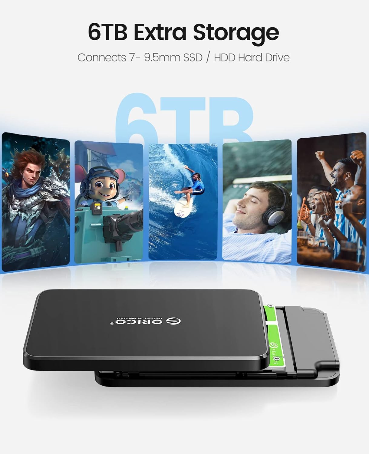 HDD ケース 2.5インチ USB 3.0 UASP 2.5インチ HDD ケース 7/9.5 mm SATA I II III HDD/SSD 用 USB ケーブル付き 外付けハードディスク ケース 最大6TB 工具不要 2588U3