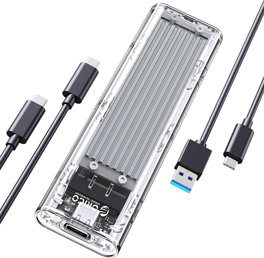 【10Gbps】 USB3.1 Nvme M.2 SSDケース M-Key/B&M Key(Nvmeのみ) USB3.1 Gen2 10Gbps 外付けケース UASP Trim 対応 2230/2242/2260/2280 SSD対応 ダブルケーブル付属 M.2 SSD 変換アダプタ 透明 TCM2-SV