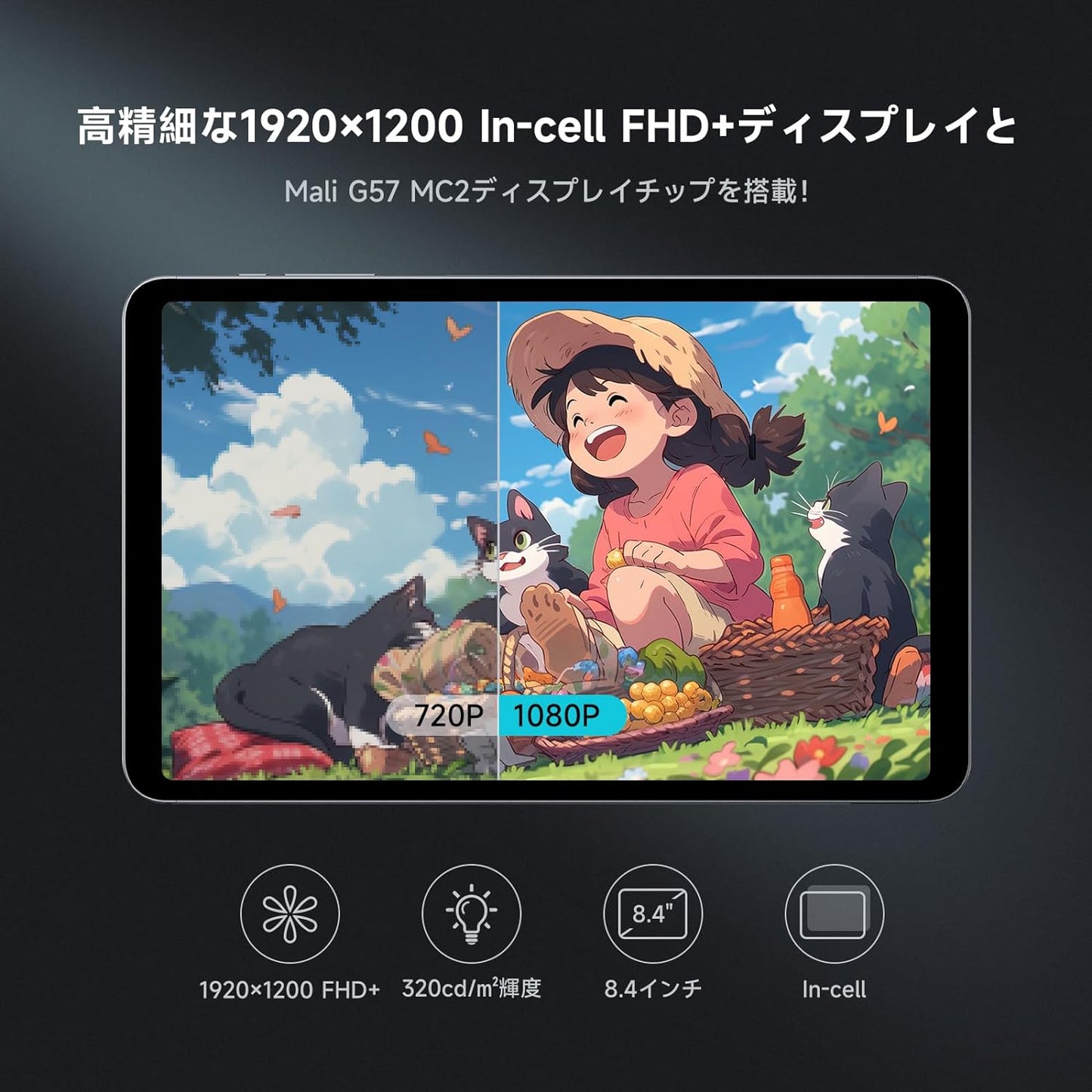 iPlay 50 Mini Pro 8.4インチ タブレット Helio G99 8コアCPU Android 13 16GB(8+8仮想)RAM 256GB ROM 512GB拡張可 1920*1200 IPS FHD+In-Cellディスプレイ 4G LTE WiFi Bluetooth GPS 5000mAhバッテリー 5MP/13MP カメラ GMS認証済み OTG対応