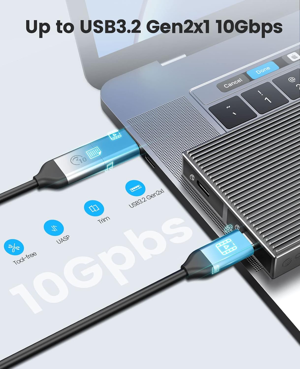 M.2 SSD 外付けケース NVME ケース SSD ケース M Key PCIe 2230/2242/2260/2280 M.2 SSD用 USB C - M2 ケース工具不要 アルミニウム M.2 ケース UASP Trim指令をサポート 最大2x4TB BM2C3-2N (M.2 NVMe+NVMe)