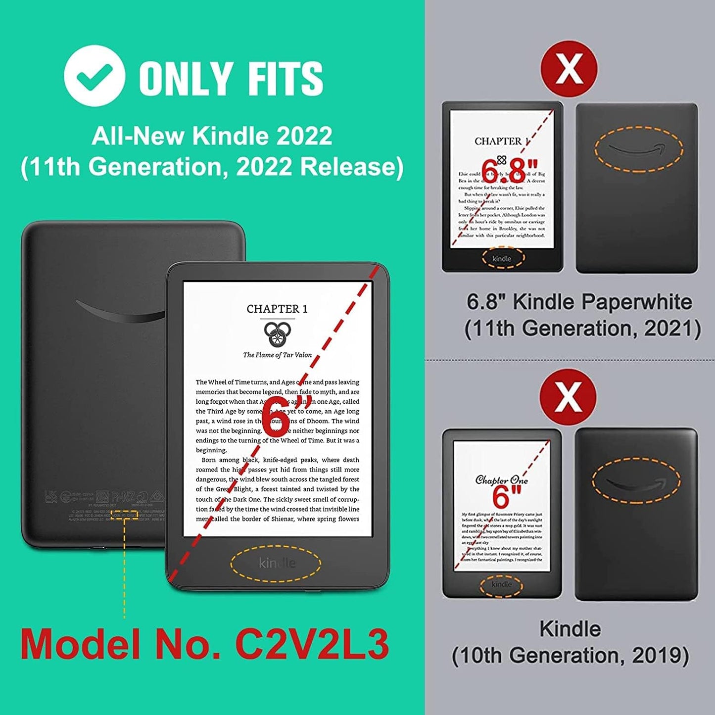 第11世代 ケース 2022年発売 Newモデル 6インチ用ケース 保護カバー 軽量 薄型 オートスリープ機能付き(1ブラック)