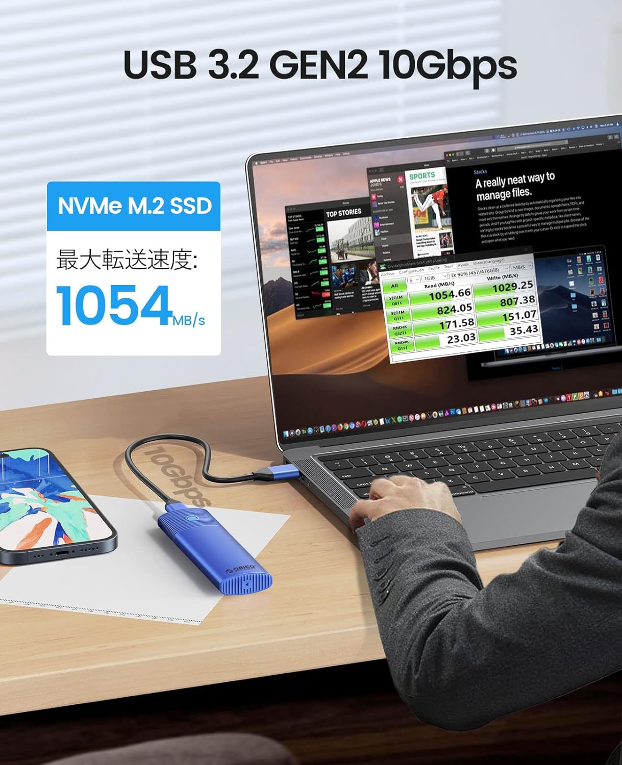 M.2 SSD 外付けケース M.2 NVME/PCIE SSD ケース 10Gbps USB C SSD ケース USB 3.2 M.2 NVMe ケース アルミ制 Thunderbolt 3 対応 4TB 2230/2242 /2260/2280 PCIe M-Key 対応 工具不要 【NVME/PCIE専用】 (ブルーPWM2-G2-BL)