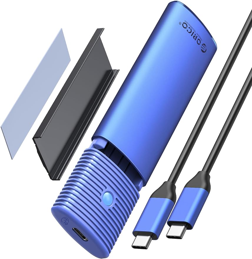 M.2 SSD 外付けケース M2 SSD ケース NVMe / SATA 両対応 USB3.2 Gen2 10Gbps NVME 5Gbps NGFF SATA PCIe M-Key(B+M Key) 2230/2242/2260/2280 SSD対応 アルミケース 工具不要 UASP Trimをサポート (ブルーPWDM2-G2-BL)
