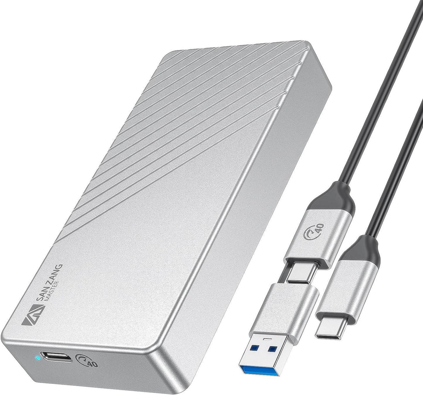 40Gbps Thunderbolt 3/4対応M.2 SSDケース USB4.0 NVMe外付けケース 高放熱ポータブルアルミニウム製 グレー