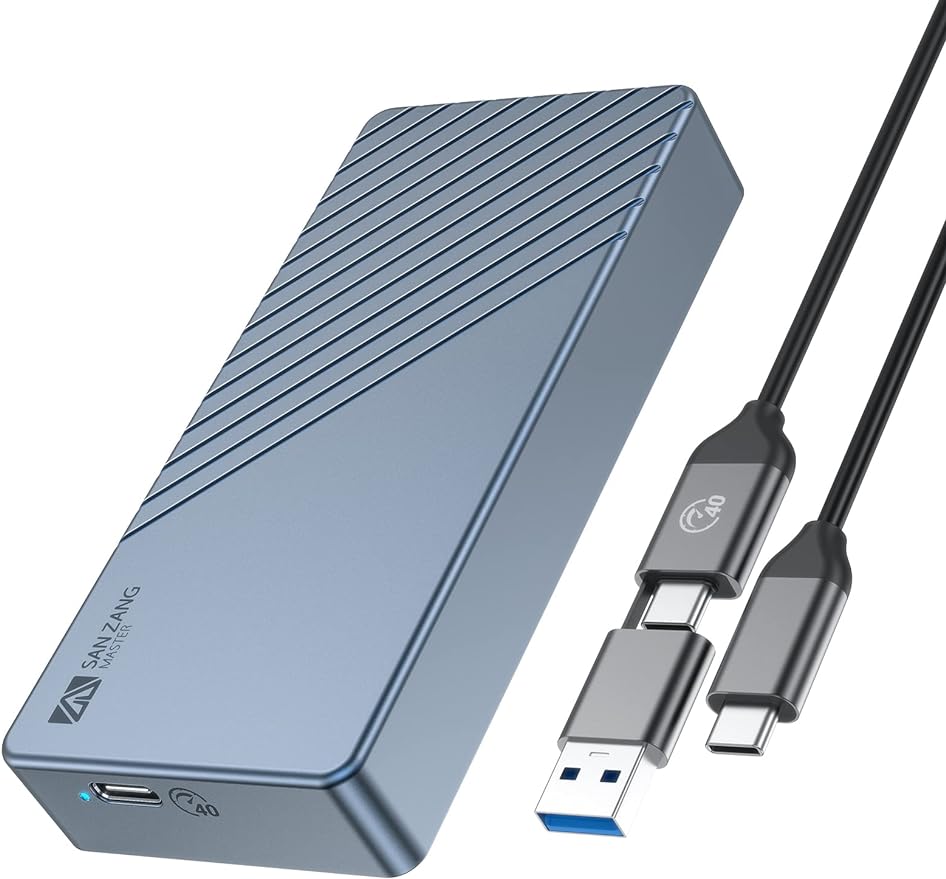 高放熱ポータブルアルミニウム製M.2 SSDケース USB4.0 NVMe外付けケース グレー40Gbps Thunderbolt 3/4