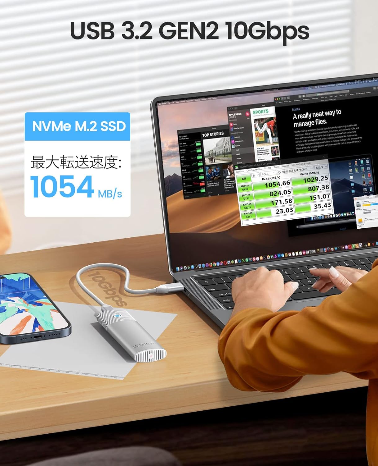 M.2 SSD 外付けケース M.2 NVME/PCIE SSD ケース 10Gbps USB C SSD ケース USB 3.2 M.2 NVMe ケース アルミ制 Thunderbolt 3 対応 4TB 2230/2242 /2260/2280 PCIe M-Key 対応 工具不要 【NVME/PCIE専用】 (ホワイトPWM2-G2A-WH)