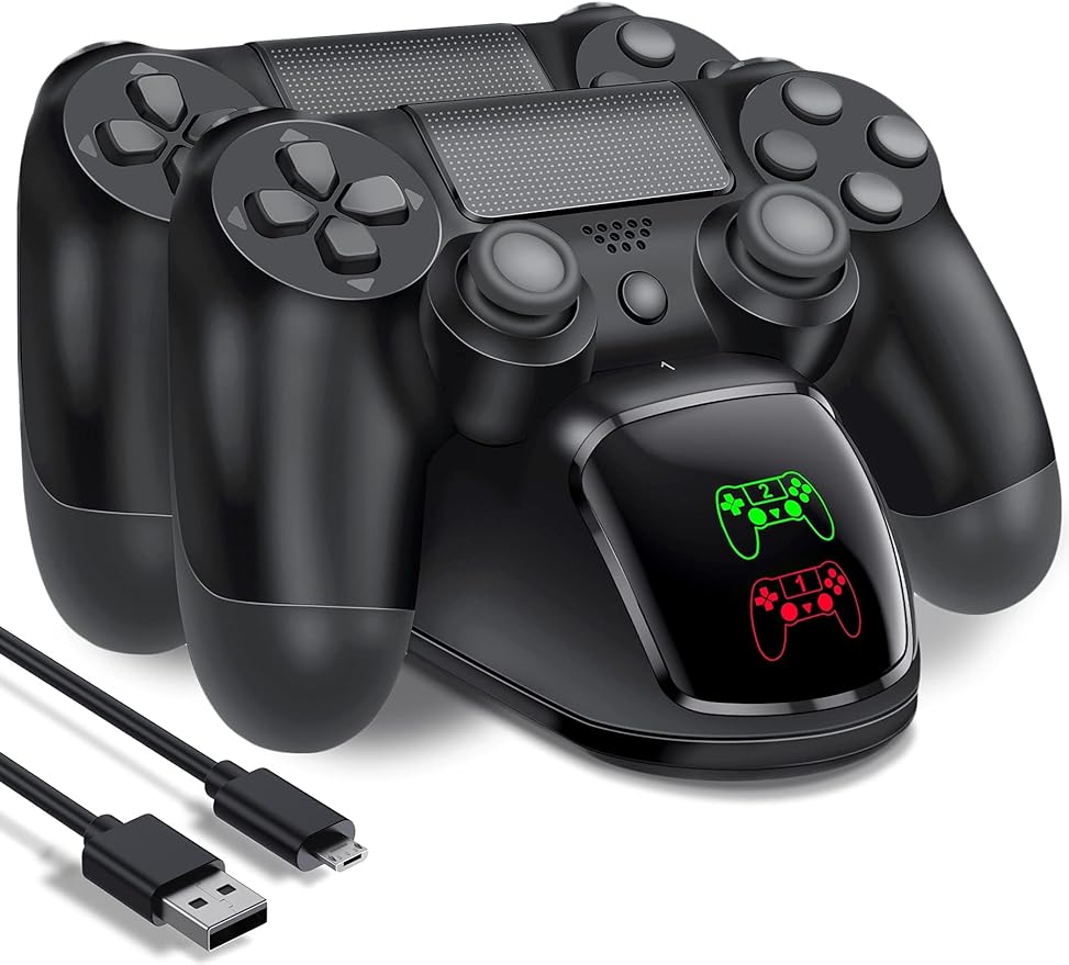 PS4 コントローラー 充電器 PS4 充電 スタンド PS4 Pro/PS4 Slim 充電器 PS4 コントローラー 充電2台同時充電可能 充電 LED 指示ランプ付き
