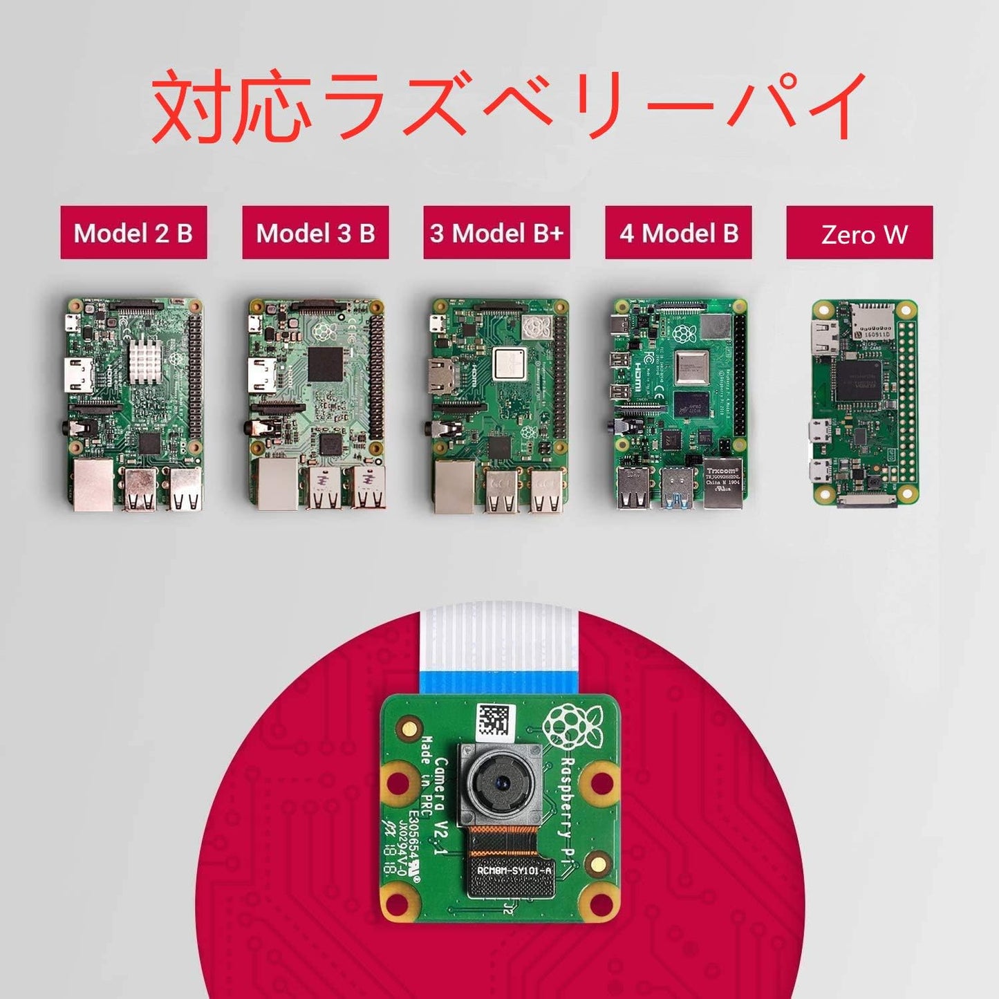 Raspberry Pi カメラモジュール Raspberry Pi カメラ 500万画素 Raspberry Pi4B/3B+/3B/2B+/ZERO1.3/ZERO 2W/ZERO W for Raspberry Pi クリアスタンド*1、リボンケーブル*3