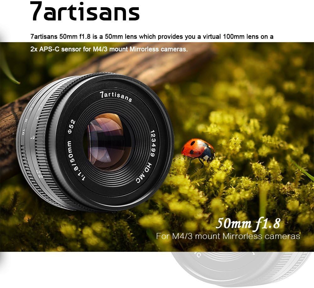 50mm F1.8 M4 / 3マウントカメラ用APS-Cマニュアル固定レンズパナソニックG1 G2 G3 G4 G5 G6 G7 GF1 GF2 GF3 GF5 GF6 GM1オリンパスEMP1 EPM2 E-PL1 E-PL2 E-PL3 E-PL5