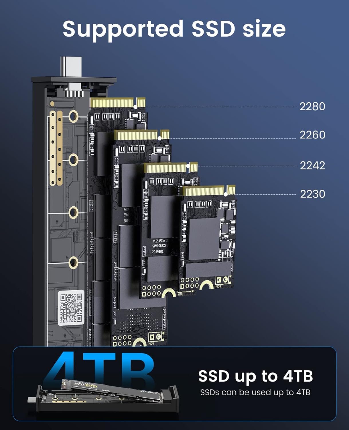 M.2 SSD 外付けケース USB C 3.2 Gen2 10Gbps PCIe NVMe M-Key 6Gbps M2 NGFF SATA 両対応 アルミニウム製 4TB 2230/2242/2260/2280 SSD対応 UASPをサポート M2PJN