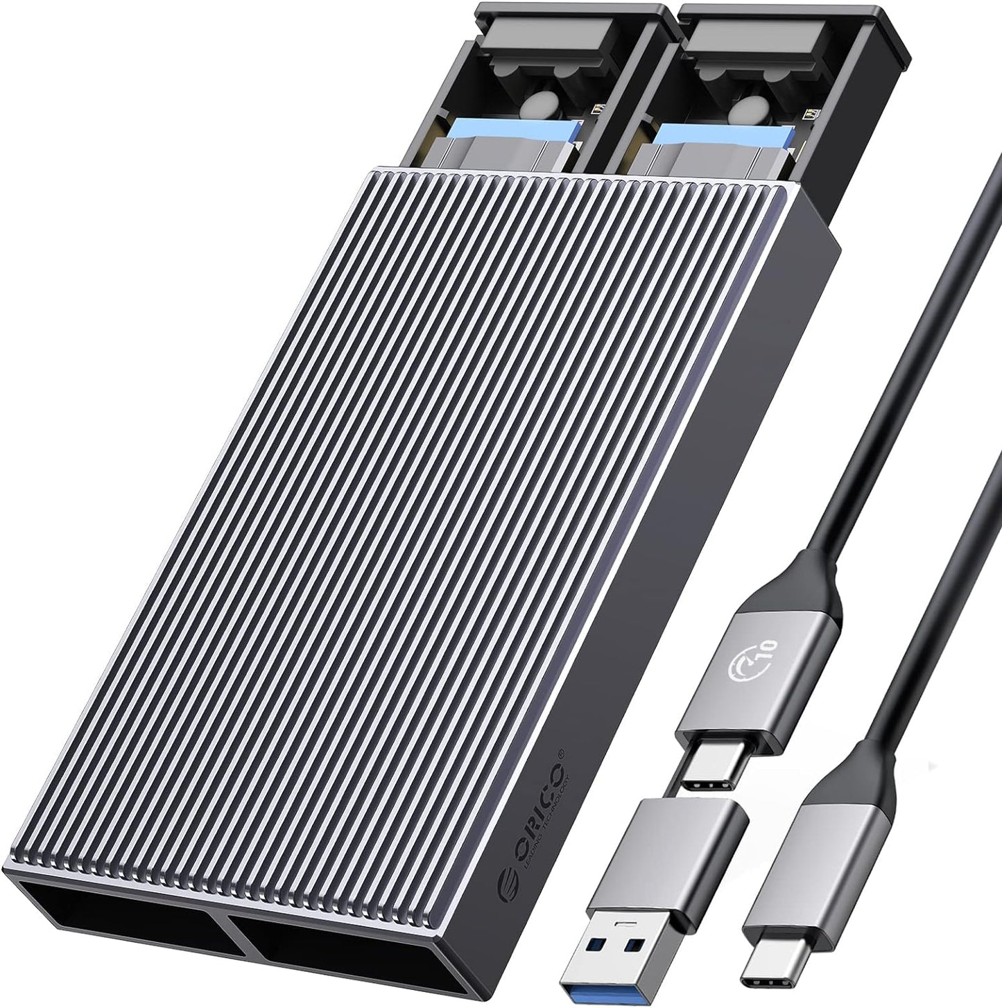 M.2 SSD 外付けケース NVME ケース SSD ケース M Key PCIe 2230/2242/2260/2280 M.2 SSD用 USB C - M2 ケース工具不要 アルミニウム M.2 ケース UASP Trim指令をサポート 最大2x4TB BM2C3-2N (M.2 NVMe+NVMe)