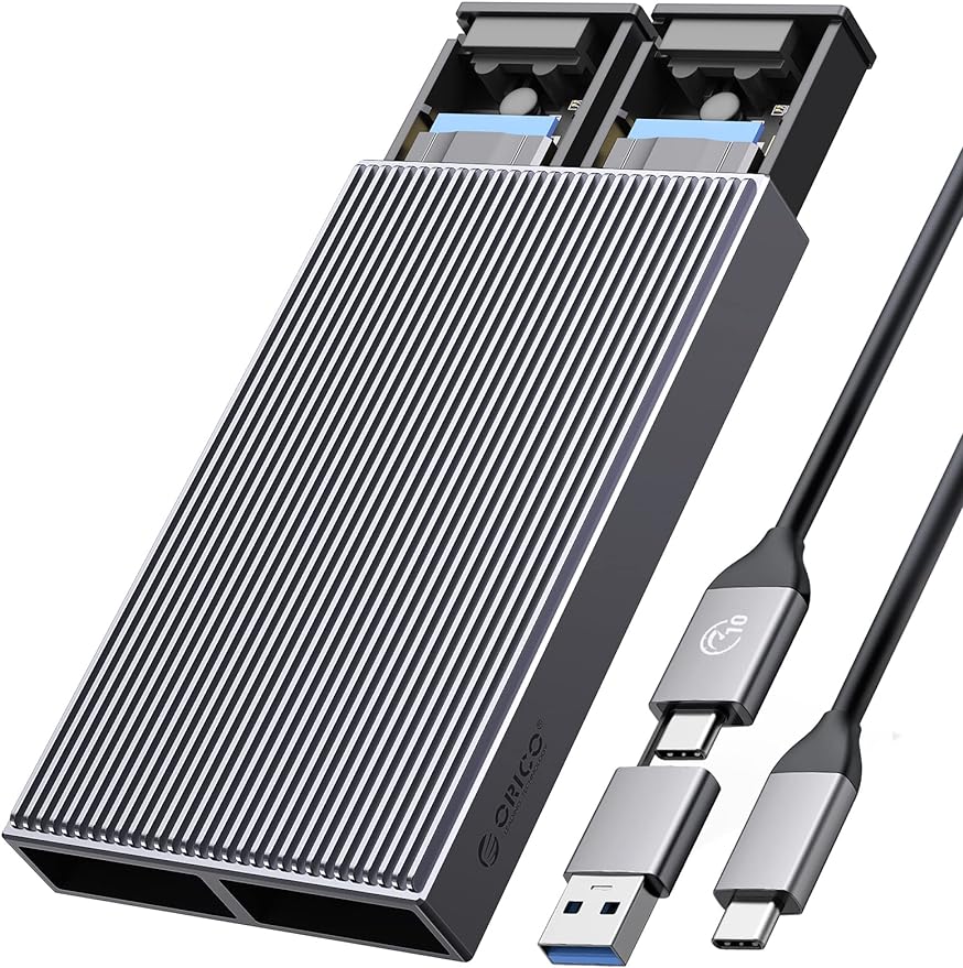 M.2 SSD 外付けケース NVME ケース SSD ケース M Key PCIe 2230/2242/2260/2280 M.2 SSD用 USB C - M2 ケース工具不要 アルミニウム M.2 ケース UASP Trim指令をサポート 最大2x4TB BM2C3-2N (M.2 NVMe+NVMe)