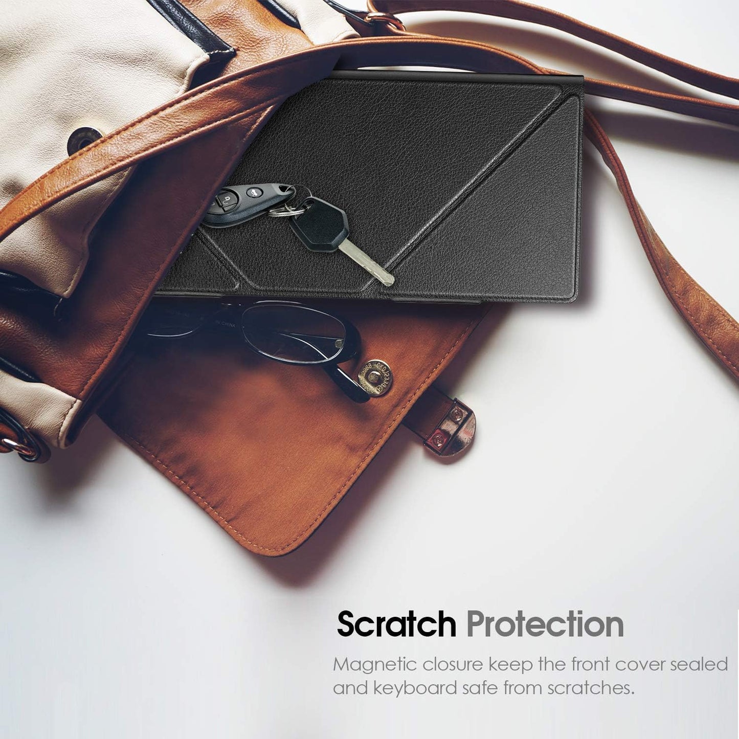 Apple Magicキーボードケース キーボードカバー MLA22LL/A専用 PUレザー スタンド機能 軽量 iPad/iPad Air/iPad Pro/iPad mini/iPhone/iMacに対応(1ブラック)