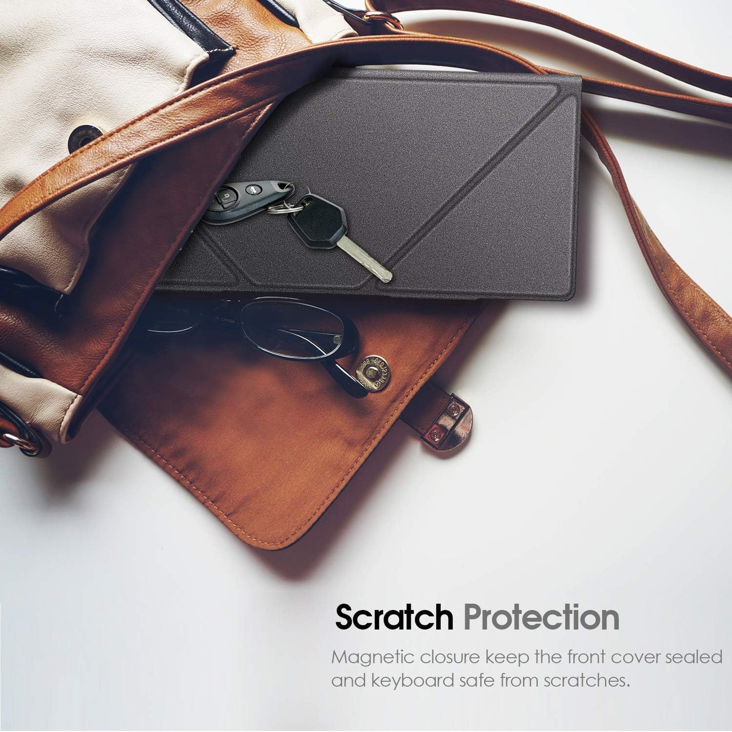 Apple Magicキーボードケース キーボードカバー MLA22LL/A専用 PUレザー スタンド機能 軽量 iPad/iPad Air/iPad Pro/iPad mini/iPhone/iMacに対応(グレー)