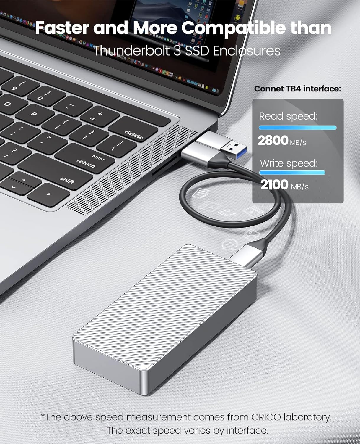 M.2 SSD 外付けケース USB4.0 NVMe ケース M.2 SSD ケース 40Gbps NVMe PClE M-Key(B+M Key)2280 に適用 Thunderbolt 3/4 USB3.2/3.1/3.0/Type C互換性あり 外付ハードディスクケース M214C3-U4 (Silver 40Gbps)