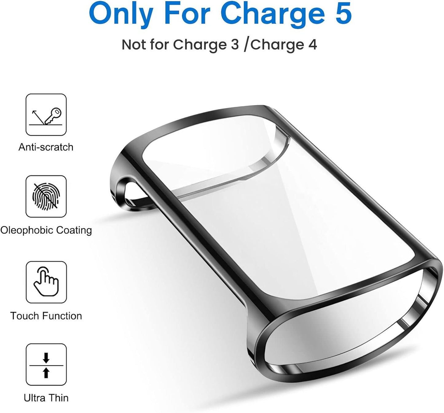 4個セット Fintie for Fitbit Charge 5 ケース 透明なTPU素材 クリアバンパー スクリーンカバー付き 耐衝撃性 全面保護 フィットビット 保護カバー