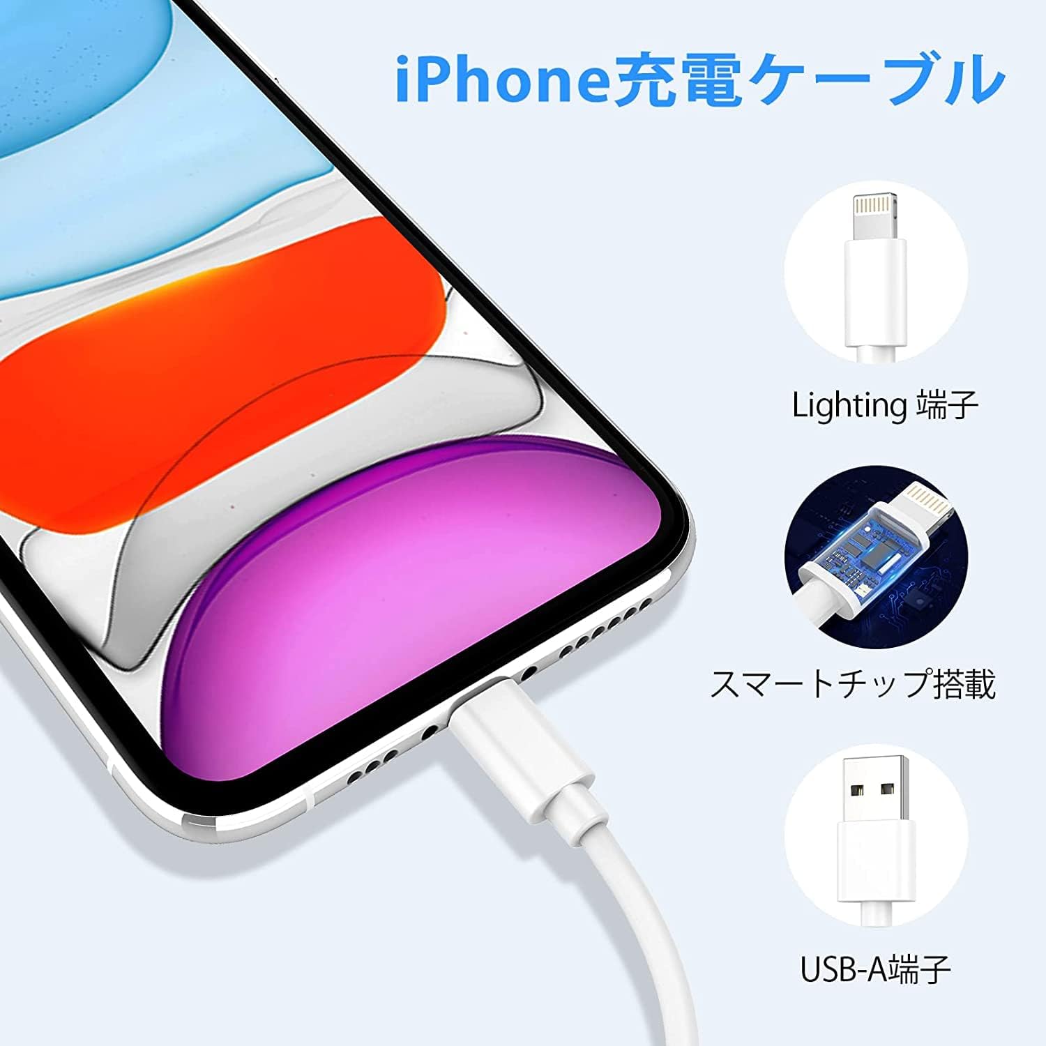 iPhone 充電ケーブル ライトニングケーブル 1.8M 5本【MFi認証】セット