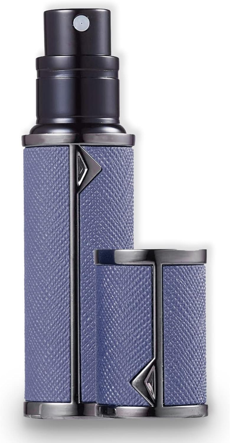 アトマイザー 香水 レザースプレー 噴霧器 携帯用 詰め替え容器 香水用 機内持ち込み可能 プシュ式 (紺)