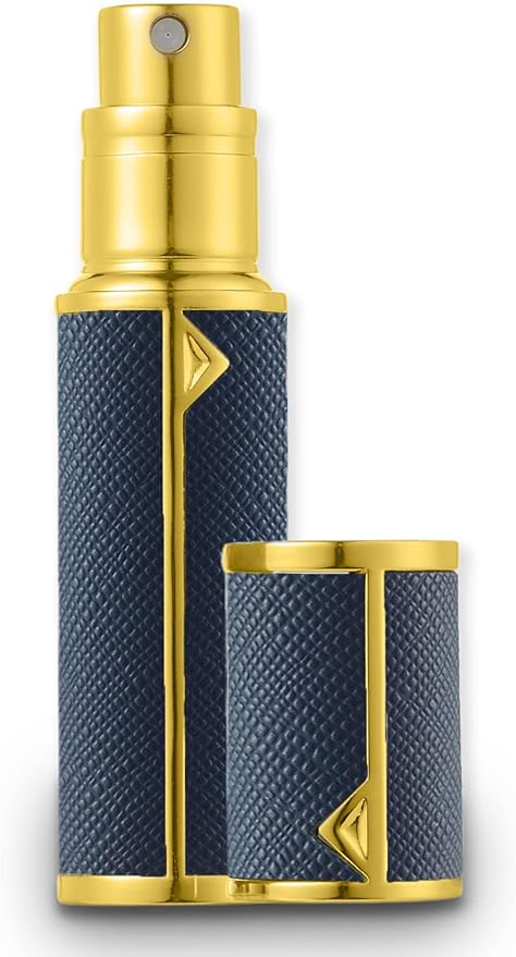 アトマイザー 香水 レザースプレー 噴霧器 携帯用 詰め替え容器 香水用 機内持ち込み可能 プシュ式 (5ml、青)