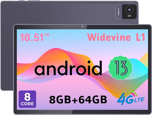 Android 13 タブレット 10.5インチ 平板、 V10 、T616 8コア、RAM 8GB (4+4拡張)、ROM 64GB UFS、1TB拡張、Widevine L1対応