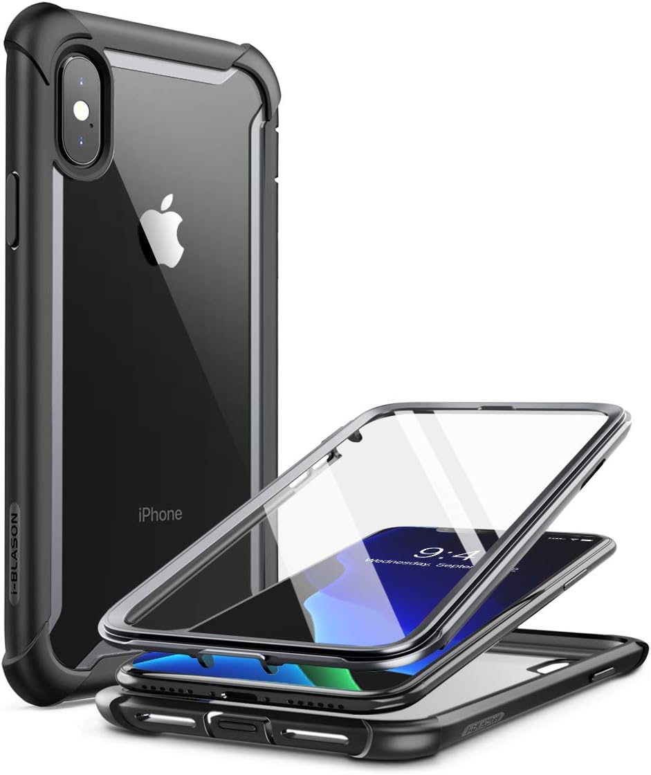 iPhone XS Max ケース 6.5インチ 液晶保護フィルム付き 米国軍事規格取得 360°保護 耐衝撃 防塵 クリア Qi充電対応 Aresシリーズ