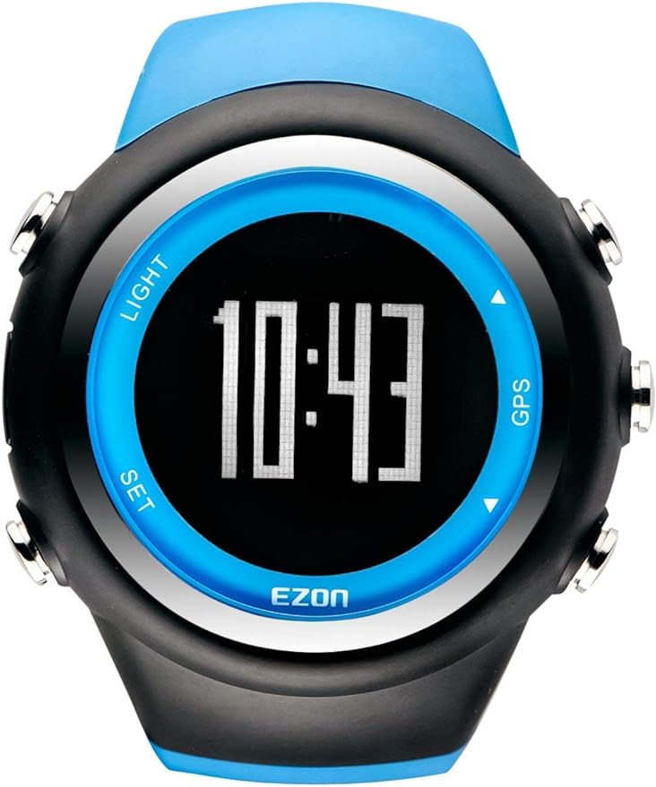 ランニングウォッチ ＧＰＳ 腕時計 デジタル ウォッチ 防水 軽量 Bluetooth搭載 歩数計 EZONT031 (ブルー)