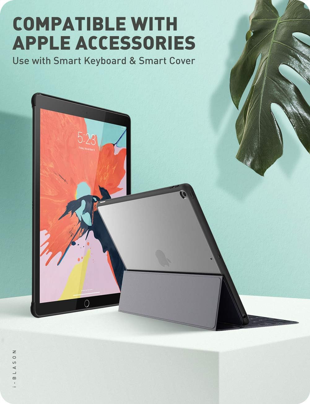 iPad 10.2 インチ 第9世代 2021 ケース 第8世代 2020 第7世代 2019公式Smart Keyboard併用 背面クリアカバー 保護ケース 黑