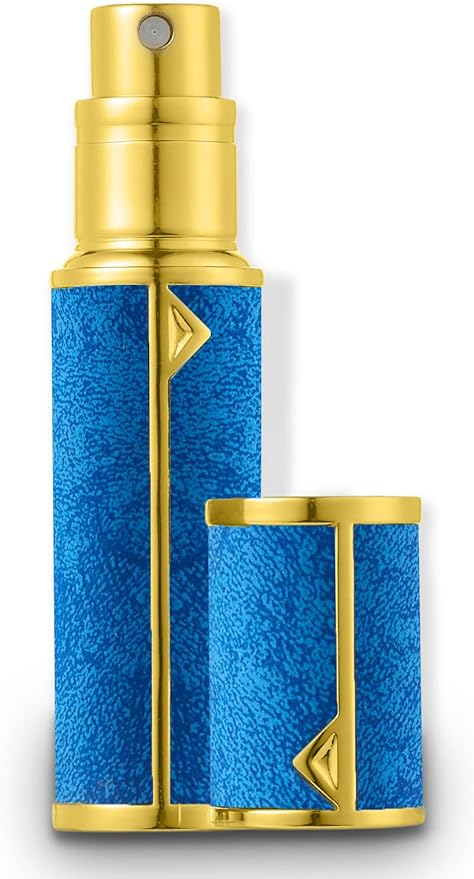 アトマイザー 香水 レザースプレー 噴霧器 携帯用 詰め替え容器 香水用 機内持ち込み可能 プシュ式 (5ml、紺)