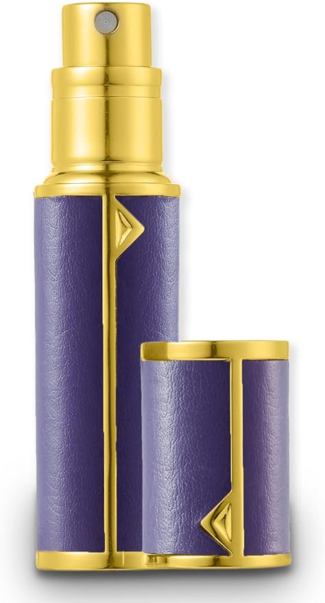 アトマイザー 香水 レザースプレー 噴霧器 携帯用 詰め替え容器 香水用 機内持ち込み可能 プシュ式 (5ml、紫)