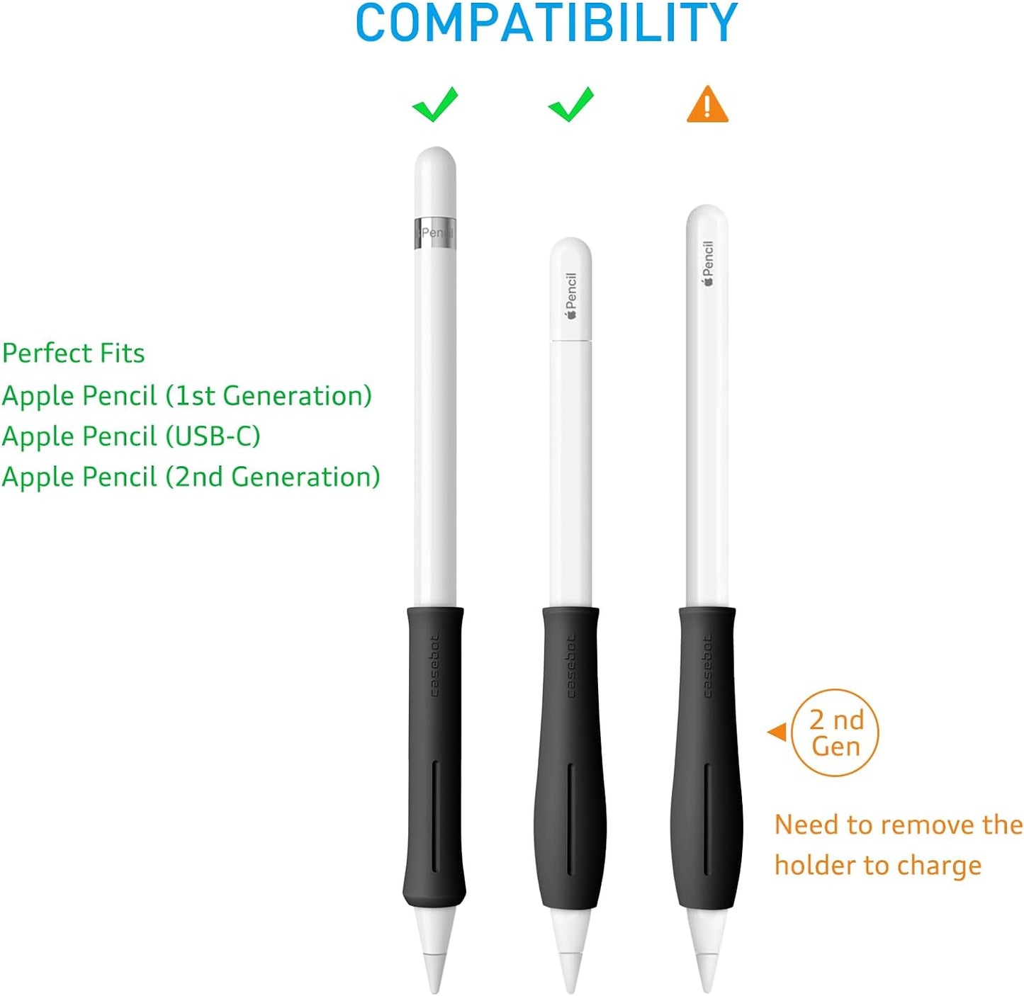 Apple Pencil グリップ Apple Pencil ホルダー シリコン製 握りやすい 保護スキン スリーブ ケース Apple iPad Pro Pencil/iPad 2018 (第六代) Pencil 対応 (ブラック)