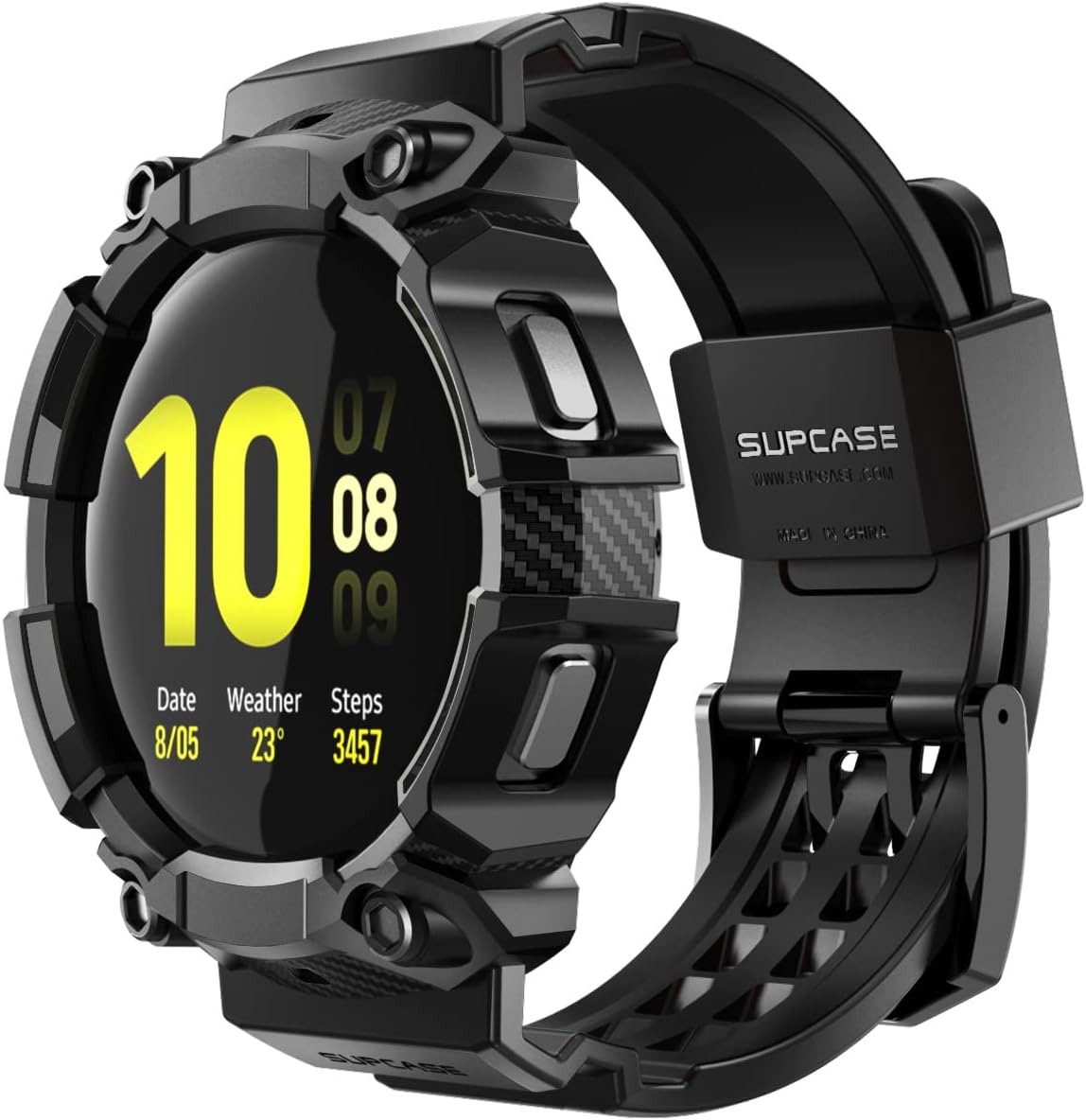 Galaxy Watch 5 Pro 45mm 2022 保護カバー 交換用バンド 衝撃吸収 バンドとケース一体 頑丈 時計バンド ブラック UBProシリーズ