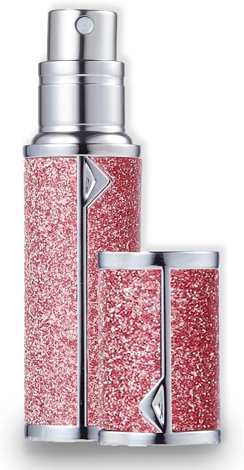 アトマイザー 香水 レザースプレー 噴霧器 携帯用 詰め替え容器 香水用 機内持ち込み可能 プシュ式 (5ml、フラッシュピンク)
