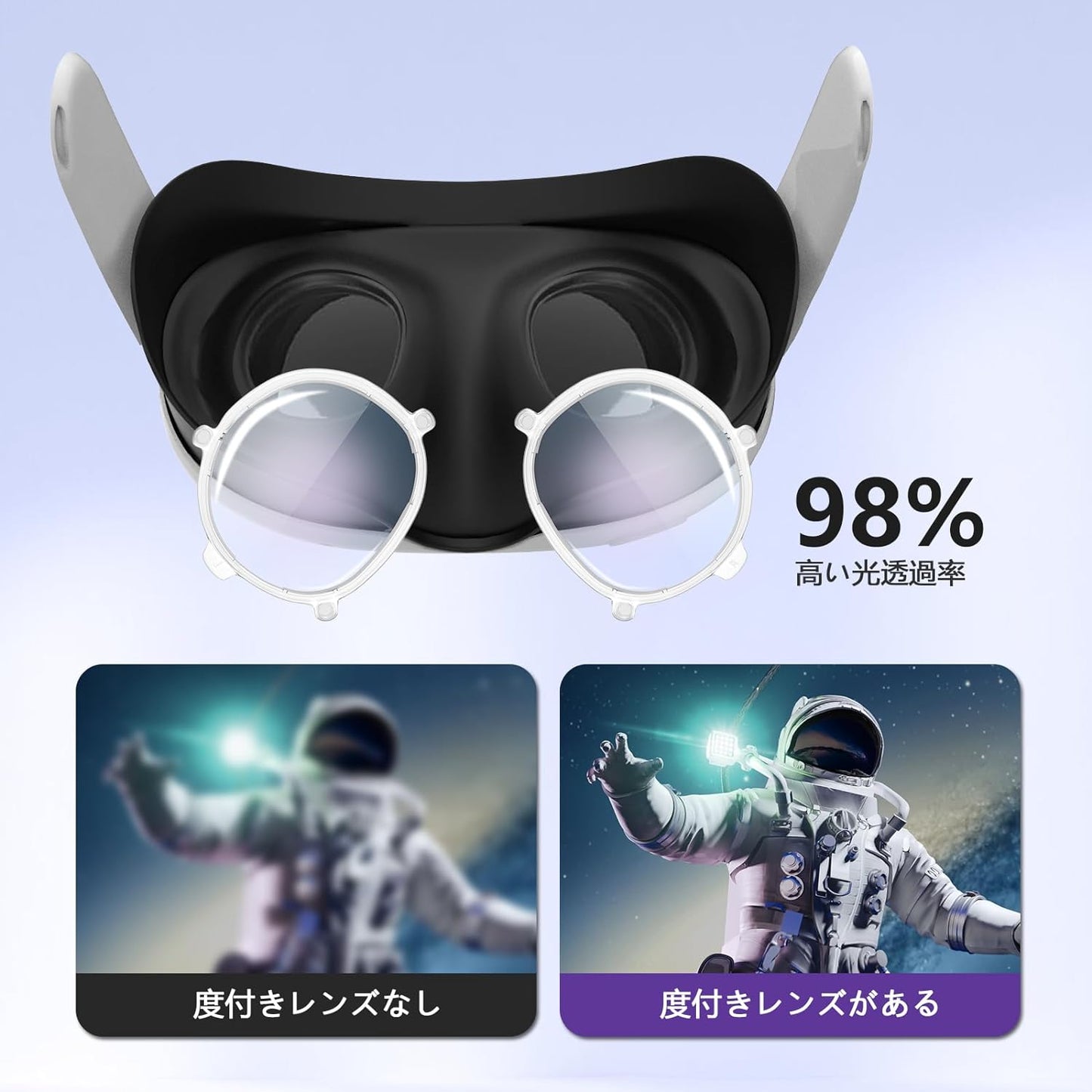 3用 度付きレンズ、VR Quest3用 近視レンズ、クエスト3用の単体 レンズ 度付き、軽量磁気ミオピアフレームメガネアンチスクラッチリング、アンチブルーレイレンズ、近視視力保護、収納ケースとクリーニングクロス付き (-3.5, 右側)