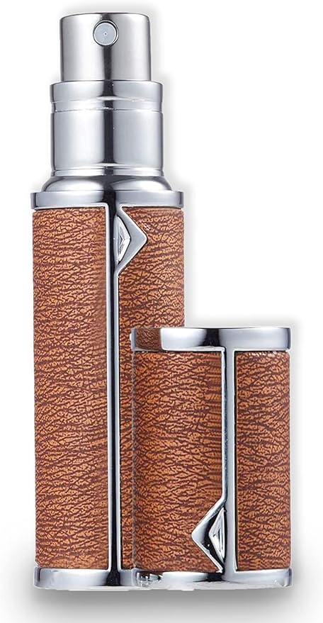 アトマイザー 香水 レザースプレー 噴霧器 携帯用 詰め替え容器 香水用 機内持ち込み可能 プシュ式 (5ml、茶色)