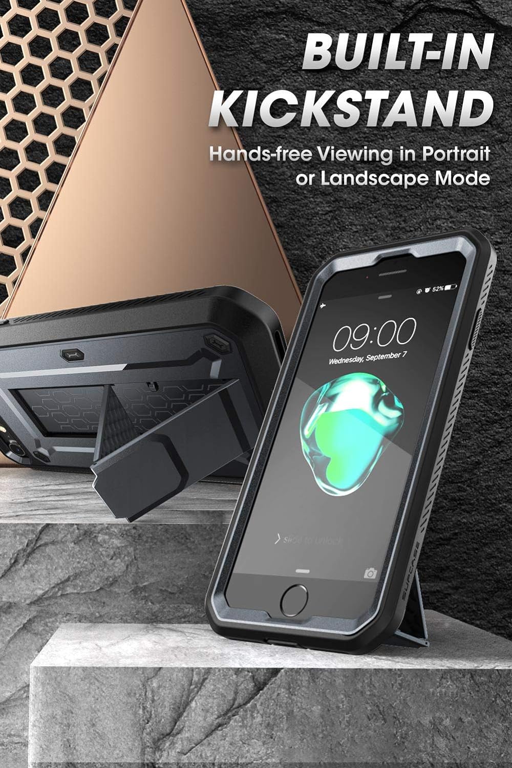 iPhone SE3(第3世代) 2022 SE(第2世代) /iPhone8 /iPhone7 ケース 対応 2020 新しいカバー 液晶保護フィルム と腰かけクリップ付き 米国軍事規格取得 耐衝撃 防塵 二重保護 UBProシリーズ 金属灰