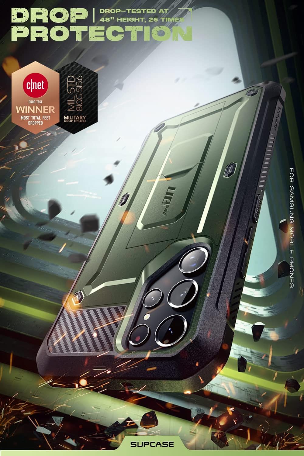 Galaxy S22Ultra ケース 5G 2022年 [ SC-52C/SCG14 ] 米軍MIL規格取得 腰掛けクリップ付属 スタンド機能 耐衝撃 防塵 保護 ケース UBProシリーズ