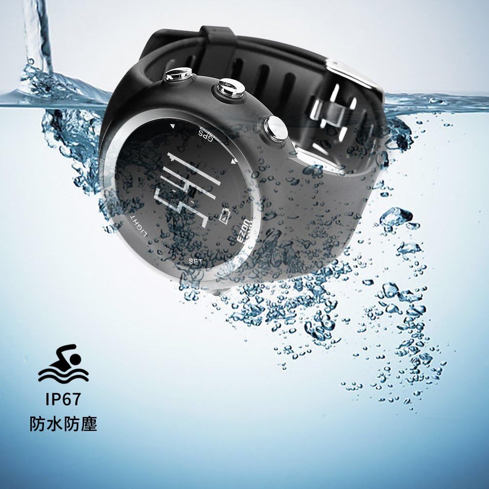 ランニングウォッチ ＧＰＳ 腕時計 デジタル ウォッチ 防水 軽量 Bluetooth搭載 歩数計 EZONT031B01
