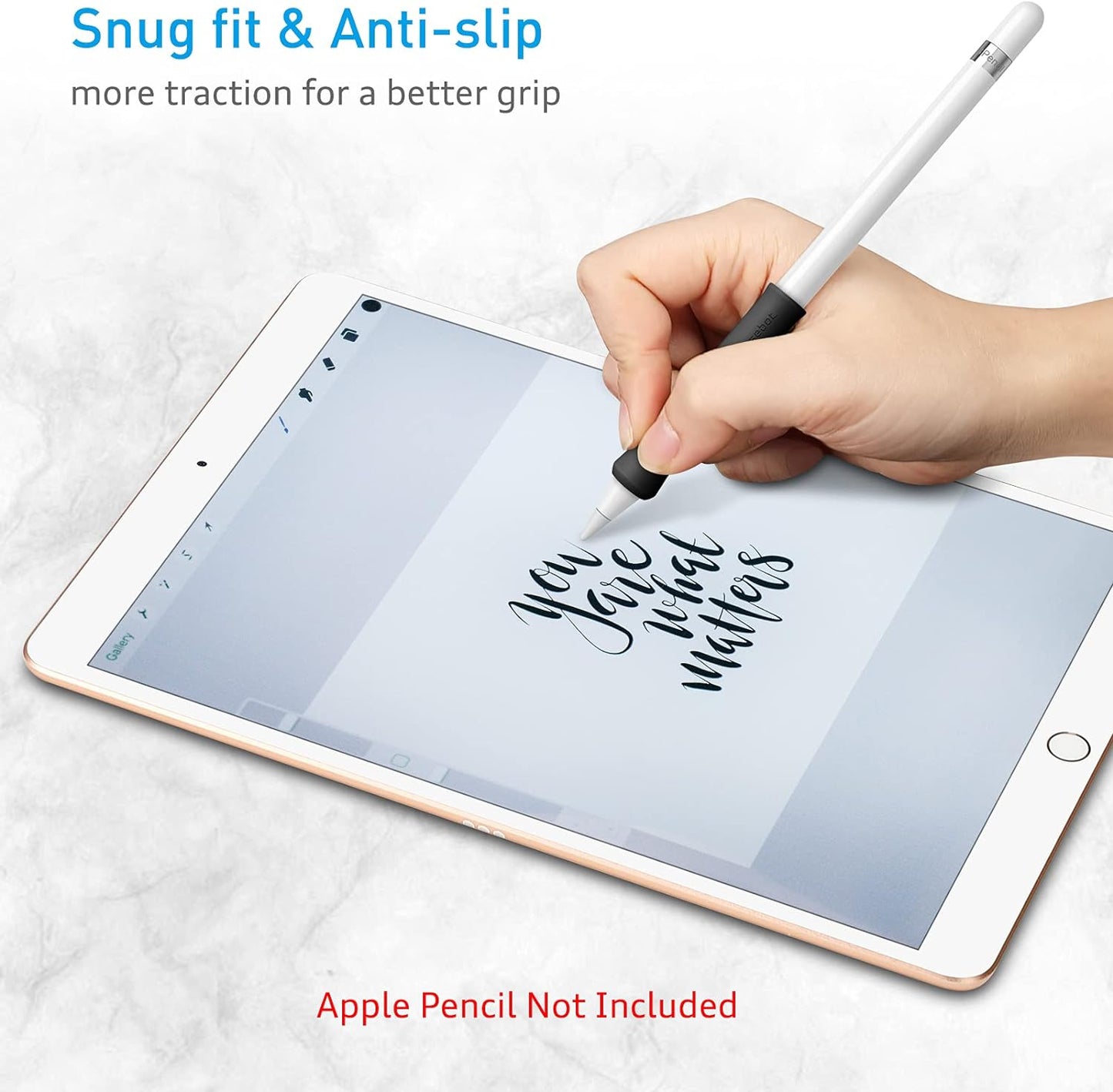 Apple Pencil グリップ Apple Pencil ホルダー シリコン製 握りやすい 保護スキン スリーブ ケース Apple iPad Pro Pencil/iPad 2018 (第六代) Pencil 対応 (ブラック)